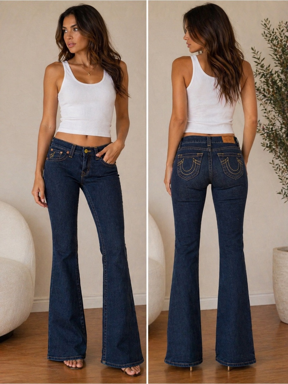 True Religion Dark Wash Low Rise Flare Jeans Y2K Bootcut Denim